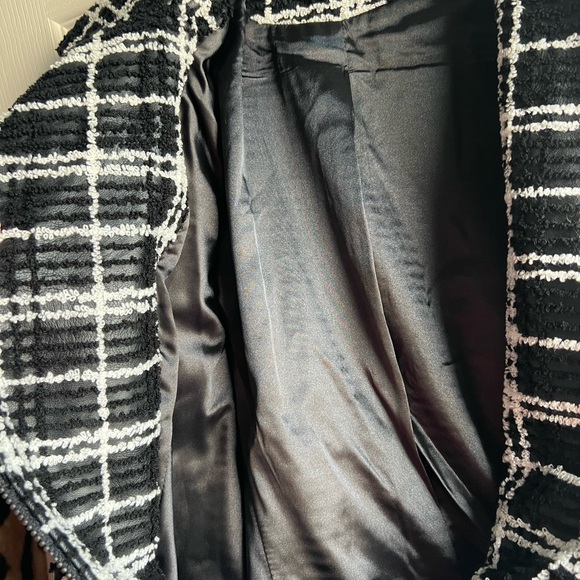 KUT from the Kloth Tweed Plaid Faux Leather Moto Jacket Women's Medium - Picture 11 of 12